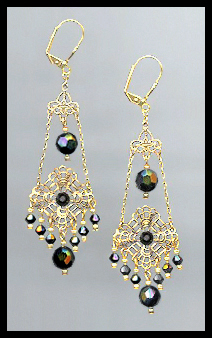 Swarovski Black AB Chandelier Earrings