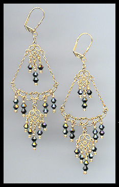 Black AB Chandelier Earrings