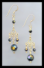 Black AB Filigree Earrings