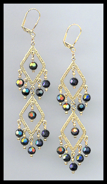 Swarovski Black AB Crystal Earrings