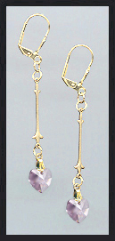 Simple Aquamarine Crystal Heart Earrings