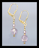 Tiny Gold Lavender Crystal Earrings