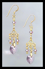 Tiny Lavender Heart Earrings