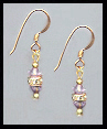 Mini Gold Lavender Crystal Rondelle Earrings