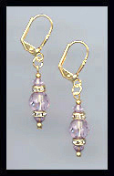 Gold Lavender Swarovski Rondelle Earrings
