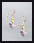 Tiny Lavender Crystal Heart Earrings