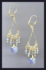 Vintage Light Blue Heart Earrings