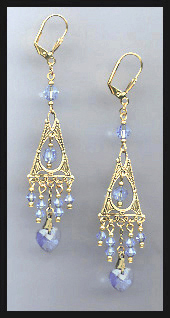 Light Blue Swarovski Heart Earrings