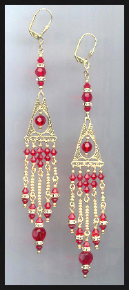 Swarovski Cherry Red Chandelier Earrings