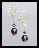 Tiny Gold Chocolate Brown Crystal Earrings