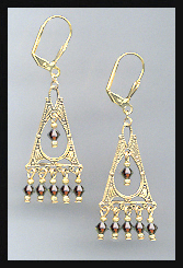 Chocolate Brown Deco Style Earrings