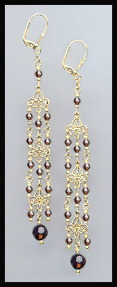 4" Chocolate Brown Chandelier Earrings