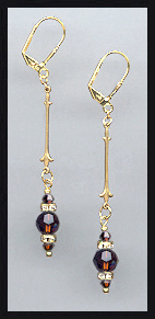 Gold Chocolate Brown Crystal Rondelle Earrings