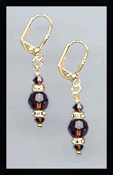 Gold Chocolate Brown Swarovski Rondelle Earrings