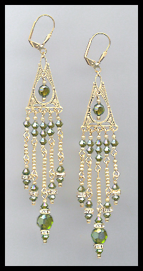 Olivine Aurora Crystal Chandelier Earrings