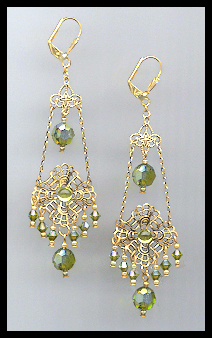 Swarovski Olivine Aurora Chandelier Earrings
