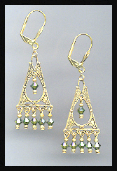 Olivine Aurora Deco Style Earrings