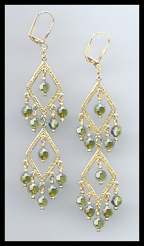 Swarovski Olivine Aurora Crystal Earrings
