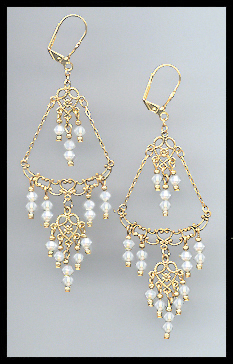White Chandelier Earrings