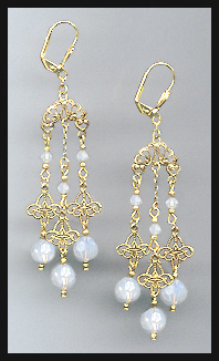 White Opal Chandelier Earrings