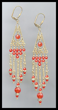 Hyacinth Orange Crystal Chandelier Earrings