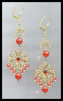 Swarovski Hyacinth Orange Chandelier Earrings