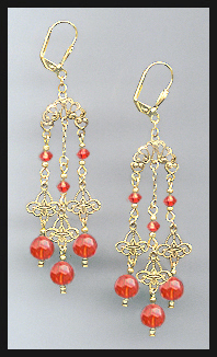 Orange Hyacinth Chandelier Earrings