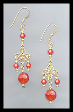 Orange Filigree Earrings