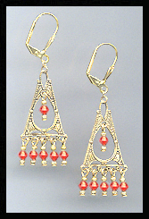 Orange Hyacinth Filigree Earrings