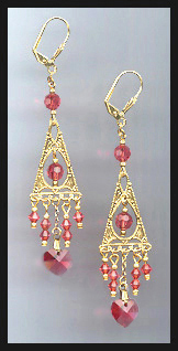 Padparadscha Swarovski Heart Earrings