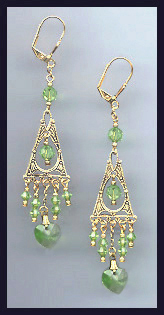 Peridot Swarovski Heart Earrings