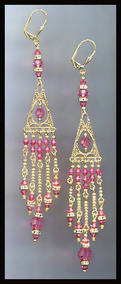Swarovski Rose Pink Chandelier Earrings