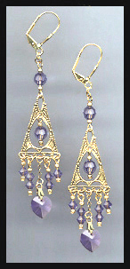 Purple Tanzanite Swarovski Heart Earrings