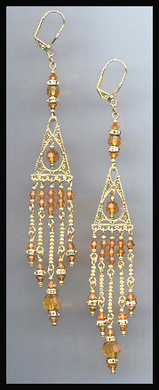 Swarovski Amber Topaz Chandelier Earrings