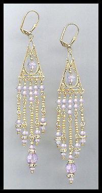 Long Violet Crystal Chandelier Earrings