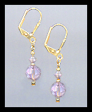 Tiny Gold Violet Crystal Earrings