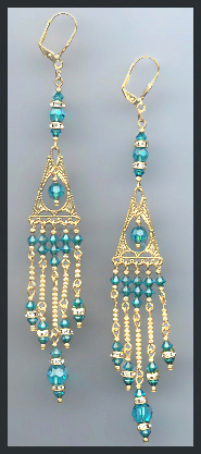 Swarovski Blue zircon Chandelier Earrings