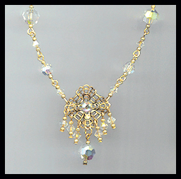 Aurora Borealis Crystal and Filigree Necklace
