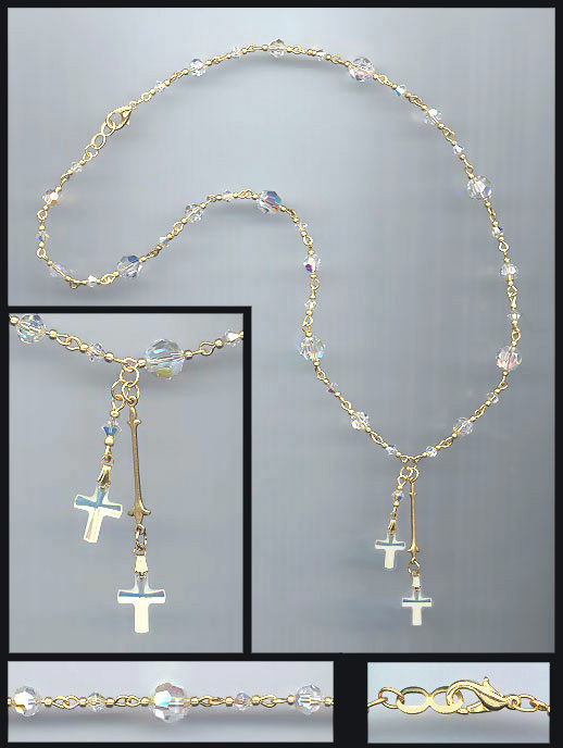 Aurora Borealis Crystal Cross Necklace