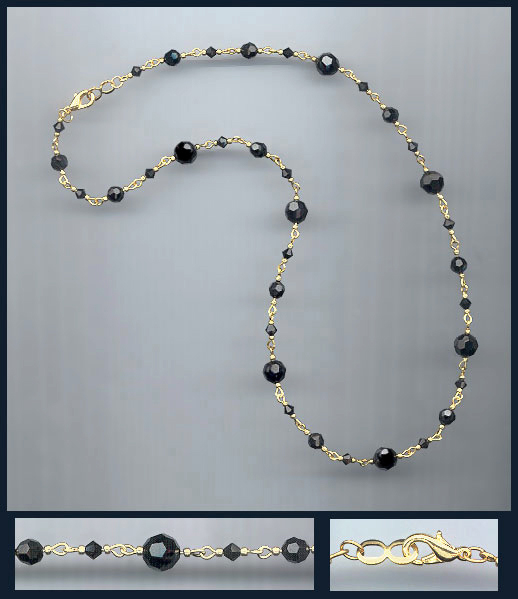Simple Jet Black Crystal Necklace