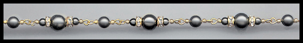 Gold Rondelle and Black Pearl Chain