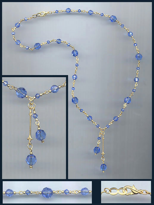Light Blue Double Drop Crystal Necklace