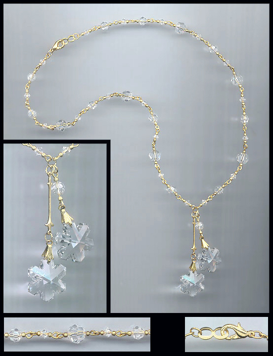 Clear Crystal Double Snowflake Necklace