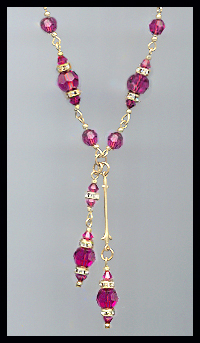 Swarovski Fuchsia Pink Tassel Necklace