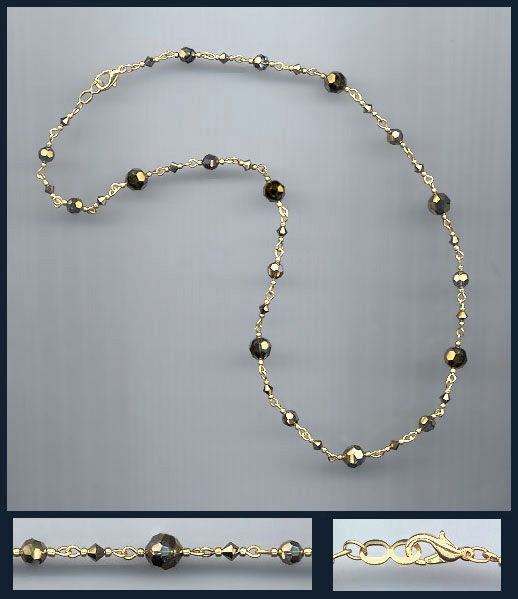 Simple Antique Gold Crystal Necklace