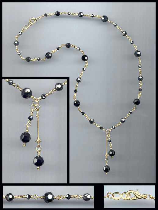 Double Drop Hematite Crystal Necklace