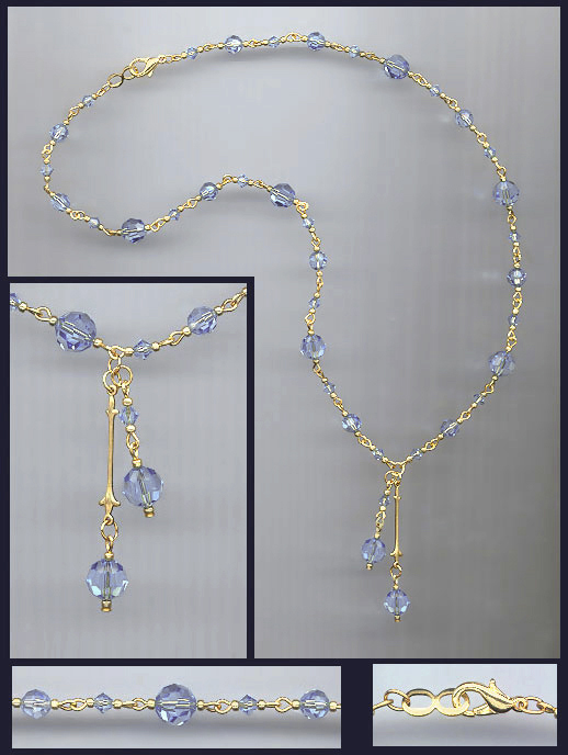 Light Blue Double Drop Crystal Necklace