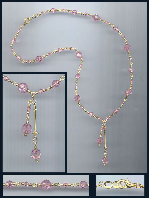 Light Pink Double Drop Crystal Necklace