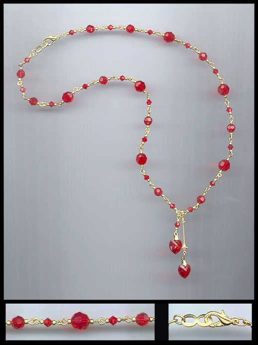 Bright Red Heart Necklace