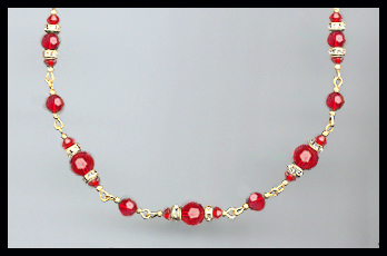 Swarovski Rondelle and Cherry Red Necklace